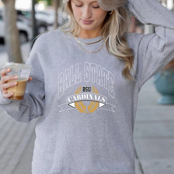 Ball State University Sport Grey Sweatshirt,1985 Ball State Cardinals PM - Picture 1 of 4